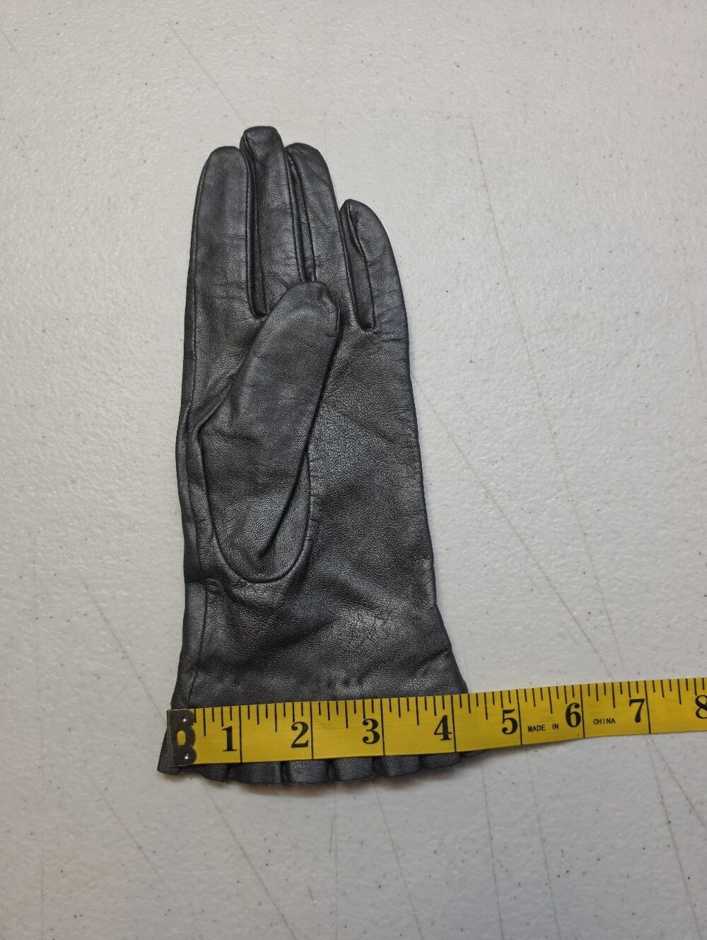 Mixit Metallic Gray Leather Driving Dress Gloves with Pleated Cuff
